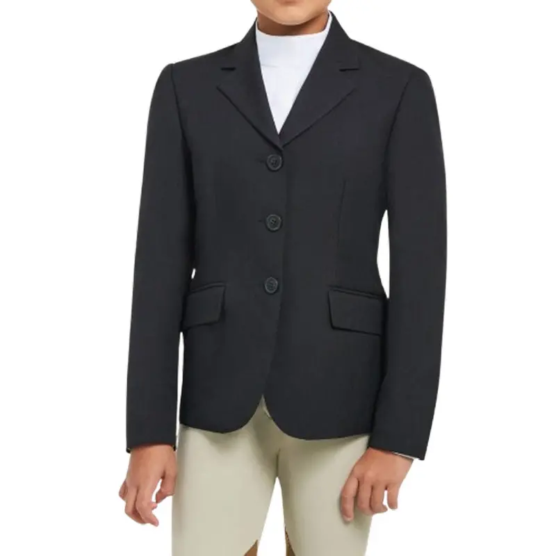 H8117 Rj Classics Girl's Hampton Washable English Show Coat - Black Herringbone 1