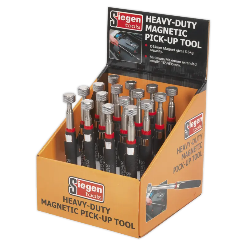 Heavy-Duty Magnetic Pick-Up Tool 3.6Kg Capacity Display Box Of 16 1