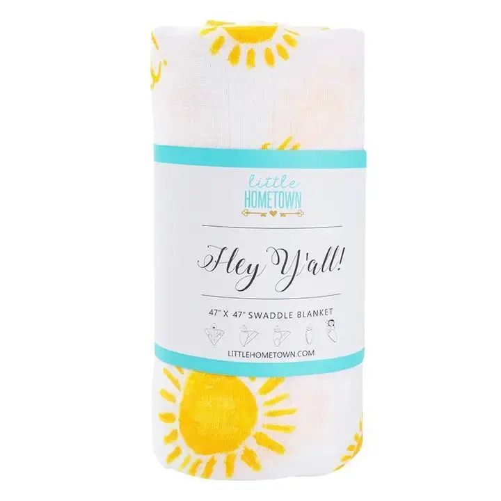 Hey Y'all Muslin Swaddle Receiving Blanket 1