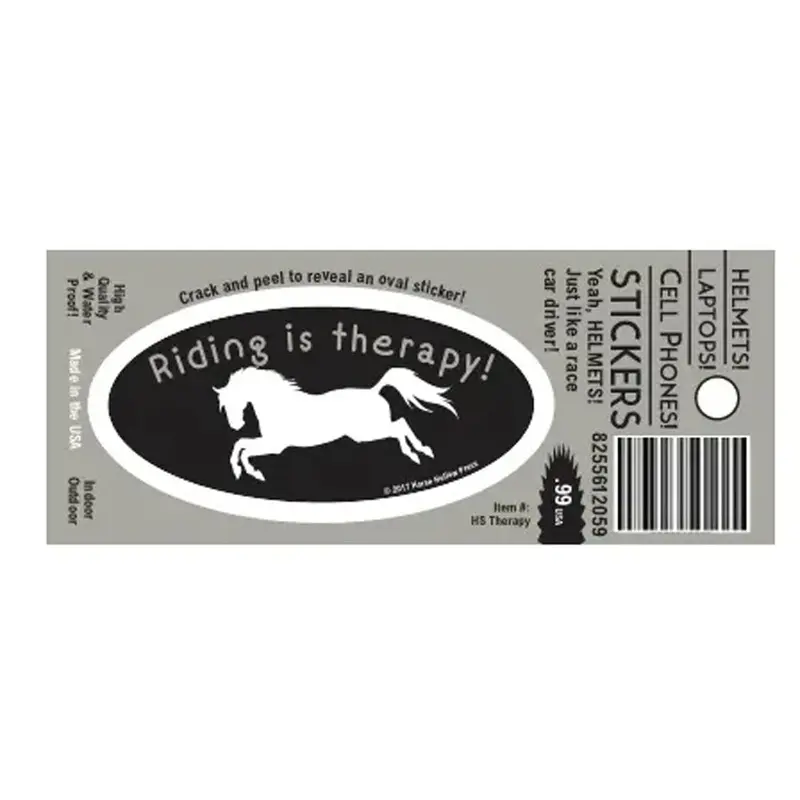 Hs Therapy Laptop, Cell Phone & Helmet Horse Sticker: Riding Is Therapy 1