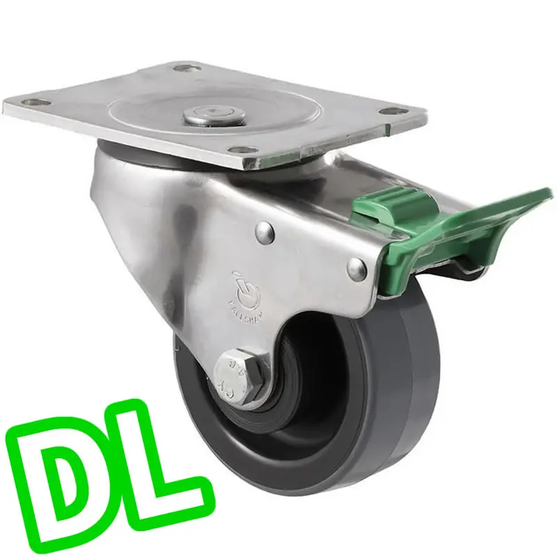 Hus100/Ospdl - 300 Kg Stainless Steel Swivel Plate Direction Lock Only 100Mm Polyurethane 1