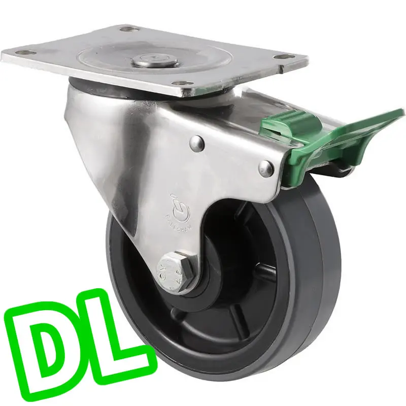 Hus125/Ospdl - 350 Kg Stainless Steel Swivel Plate Direction Lock Only 125Mm Polyurethane 1