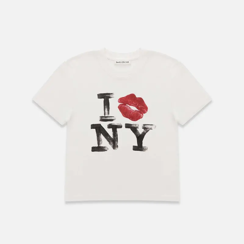 I Kiss Ny Vintage White Baby Tee - Women's 1