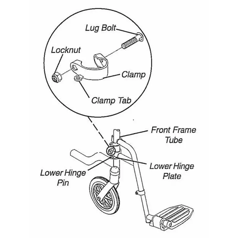 Invacare Non-Removable Foot/Legrest Hardware For Wheelchairs, 1 Pair, 1820St 1