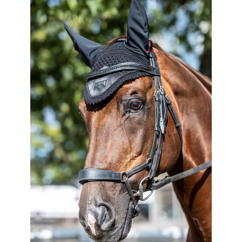 It00731 Lemieux Loire Satin Fly Veil Hood Lycra Bonnet - Black 1