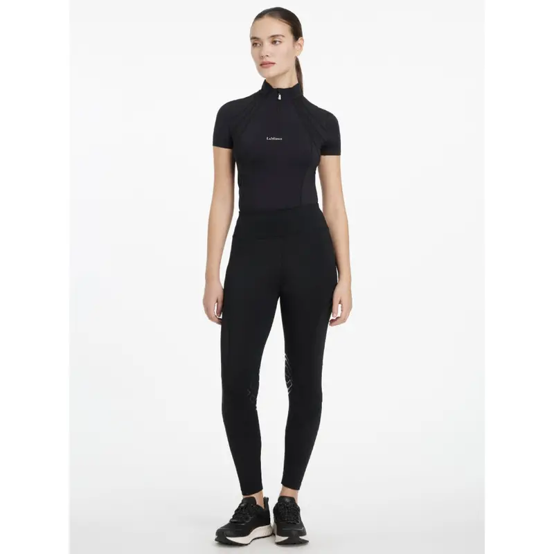 It06624 Lemieux Women's Lydia Mesh Leggings With Silicone Knee Grip - Black 1