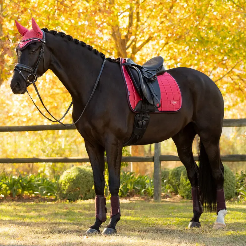 It07098 Lemieux Loire Classic Satin Dressage Square Saddle Pad - Cranberry 1