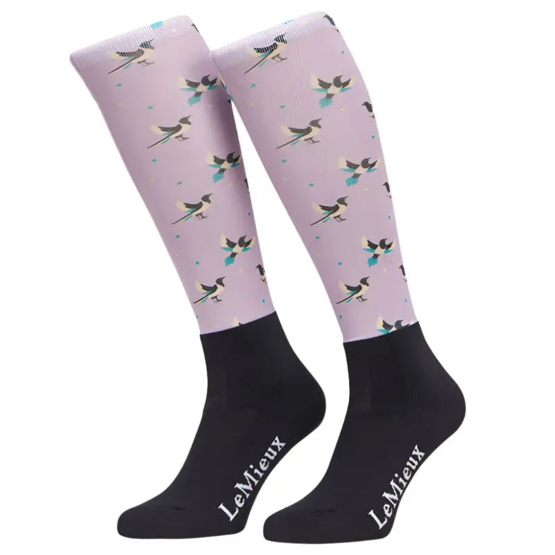 It07303 Lemieux Adult Footsie Riding Boot Socks - Lilac Lucky Magpie 1