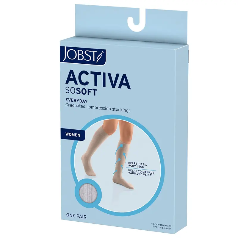Jobst Activa Sosoft 15-20 Mmhg Compression Socks Knee High, Closed Toe, Brocade Design 1