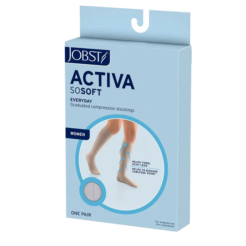 Jobst Activa Sosoft 20-30 Mmhg Compression Socks Knee High, Closed Toe, Brocade Design 1