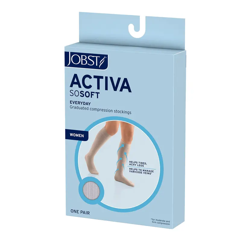Jobst Activa Sosoft 8-15 Mmhg Compression Socks Knee High, Closed Toe, Brocade Design 1