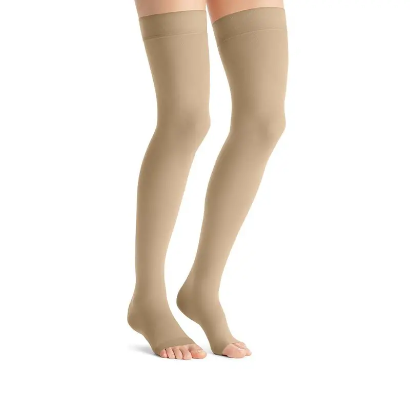 Jobst Opaque Compression Stockings, 15-20 Mmhg, Thigh High, Silicone Dot Band, Open Toe 1