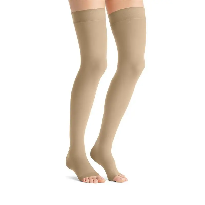 Jobst Opaque Compression Stockings, 20-30 Mmhg, Thigh High, Silicone Dot Band, Open Toe 1