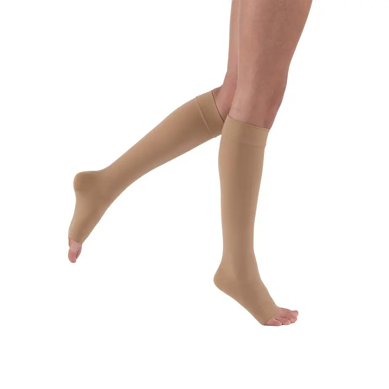 Jobst Relief Compression Stockings 30-40 Mmhg Knee High, Silicone Dot Band, Open Toe, Beige 1