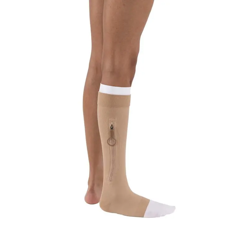 Jobst Ulcercare 2-Part Compression System With Liners, 40+ Mmhg, Knee High, Open Toe, Beige, With Zipper 1