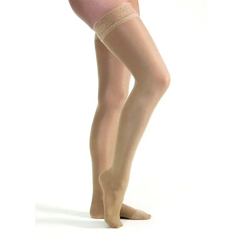 Jobst Ultrasheer Compression Stockings, 15-20 Mmhg, Thigh High, Silicone Lace Band, Closed Toe 1