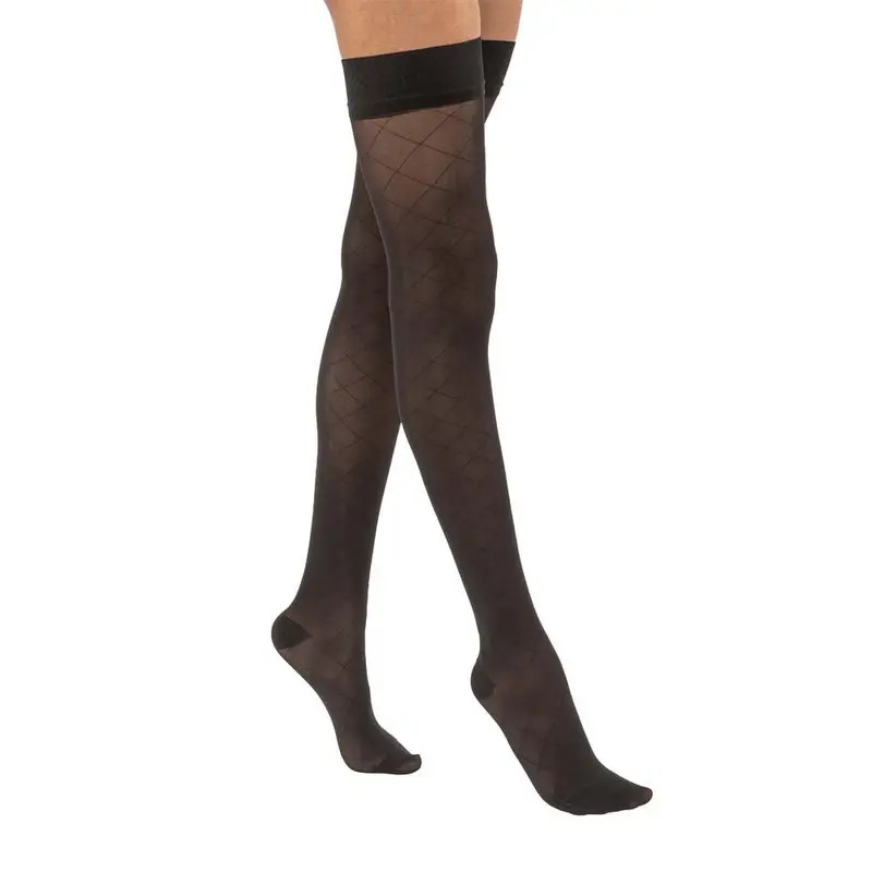 Jobst Ultrasheer Diamond Pattern Compression Stockings, 20-30 Mmhg, Thigh High, Silicone Dot Band, Closed Toe 1