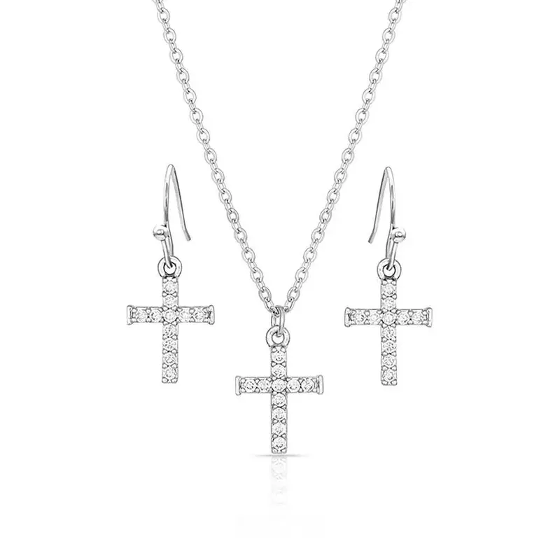 Js4543 Montana Silversmiths Unwavering Cross Jewelry Set 1