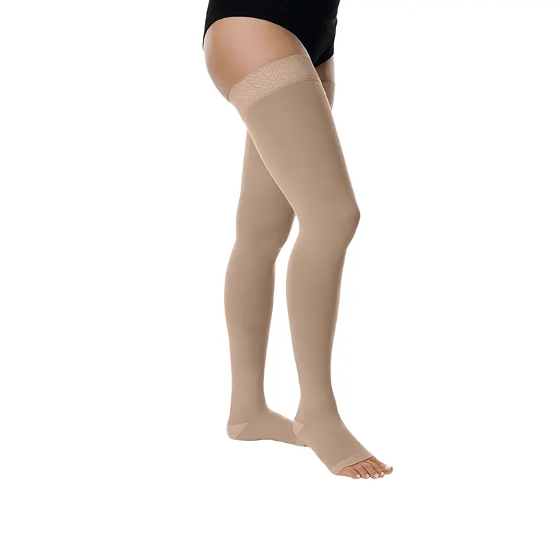 Juzo Basic Compression Stockings, 30-40 Mmhg, Thigh High, Silicone Band, Open Toe 1