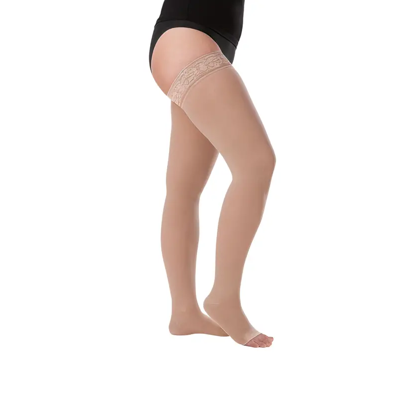 Juzo Soft Compression Stockings, 20-30 Mmhg, Thigh High, Silicone Band, Open Toe 1