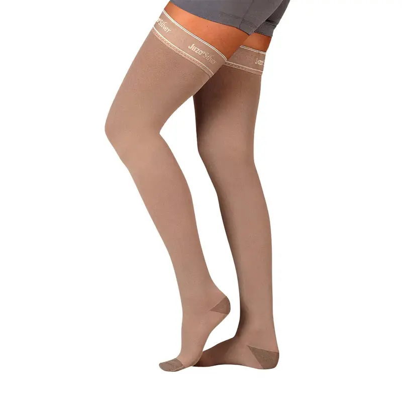 Juzo Soft Silver Compression Stockings, 30-40 Mmhg, Microdot Silicone Band, Thigh High, Closed Toe 1