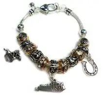 Kentucky Derby Multibead Two Tone Charm Bracelet 1