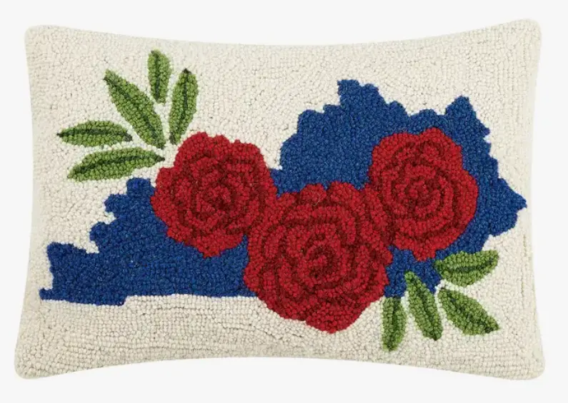 Kentucky Roses Hooked Pillow 1