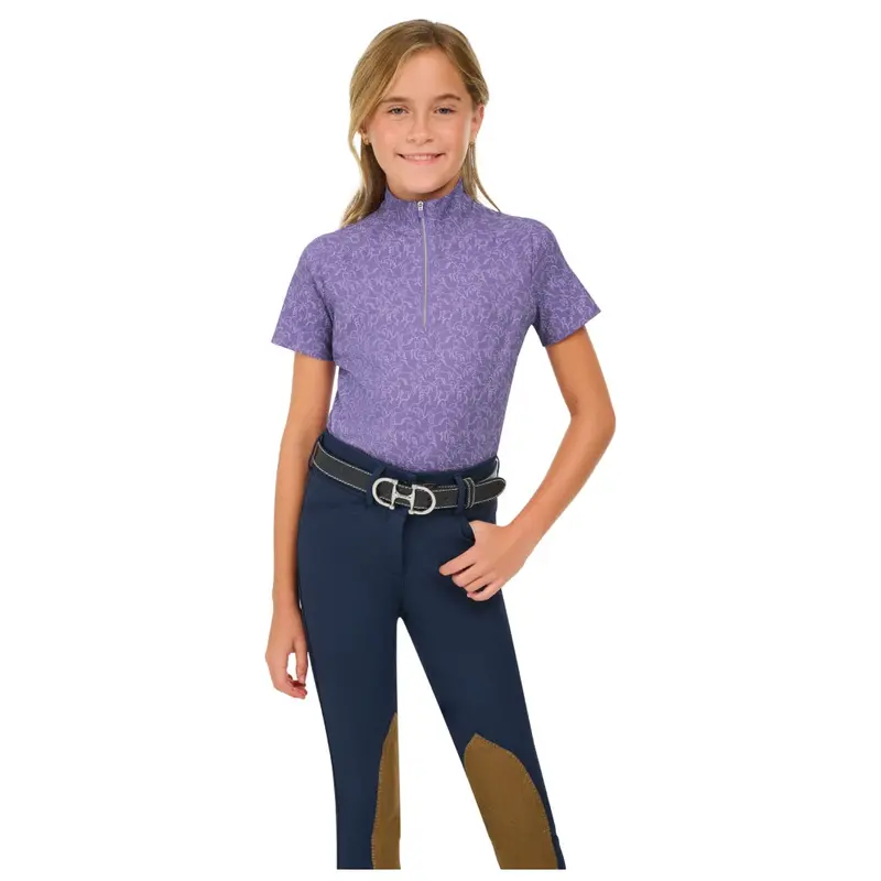 Lcj844 Rj Classics Girls Lucy Jr Quarter Zip English Schooling Shirt - Purple Paddock Play 1