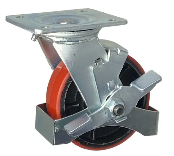 Lift Table Replacement Castor 200 Kg Replacement Scissor Lift Table 125Mm Poly/Cast Iron Complete Swivel Castor With Brake 1