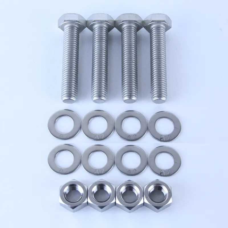 M12x60 S/S Set Screw + Flat Washer + Plain Nut Pack Of 4 Each To Suit Plate Mount Castors 1