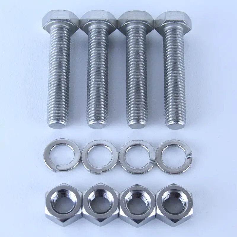M12x60 S/S Set Screw + Spring Washer + Plain Nut Pack Of 4 Each To Suit Plate Mount Castors 1