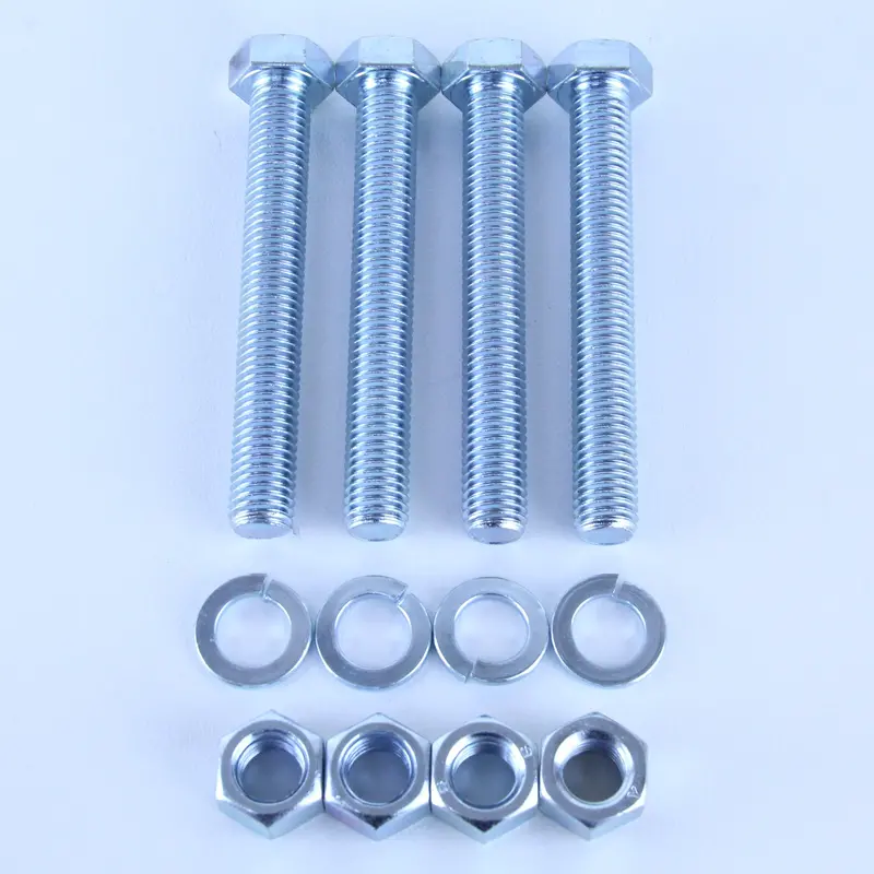 M12x90 Set Screw + Spring Washer + Plain Nut Pack Of 4 Each To Suit Plate Mount Castors 1