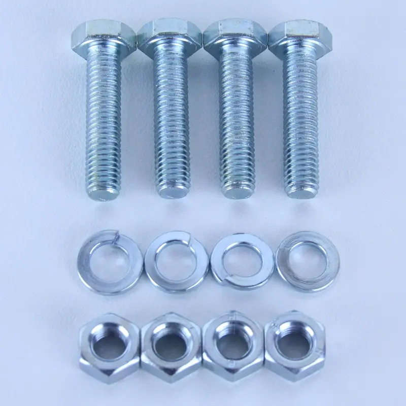 M8x35 Set Screw + Spring Washer + Plain Nut Pack Of 4 Each To Suit Plate Mount Castors 1