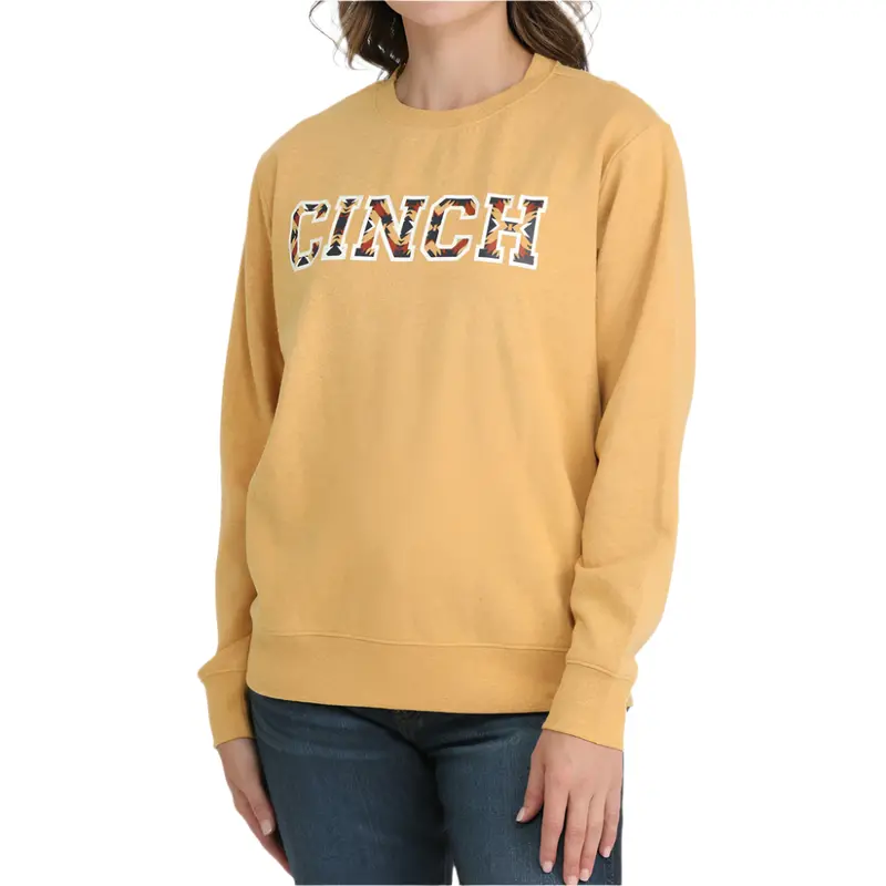 Mak7905006 Cinch Women's Long Sleeve Logo Sweatshirt - Gold 1