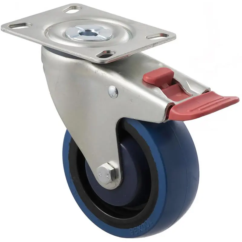 Mbq100g/Mzptb - 140 Kg Swivel Plate Total Brake 100Mm Blue Rubber 1