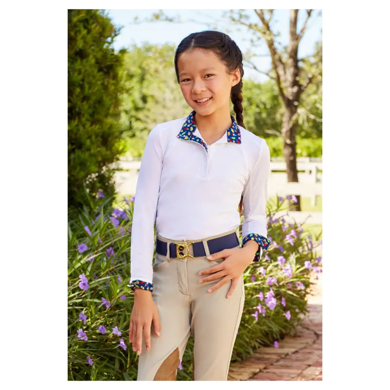 Md500pp Rj Classics Maddie Jr 37.5 Girls English Show Shirt - White With Popsicle Trim 1
