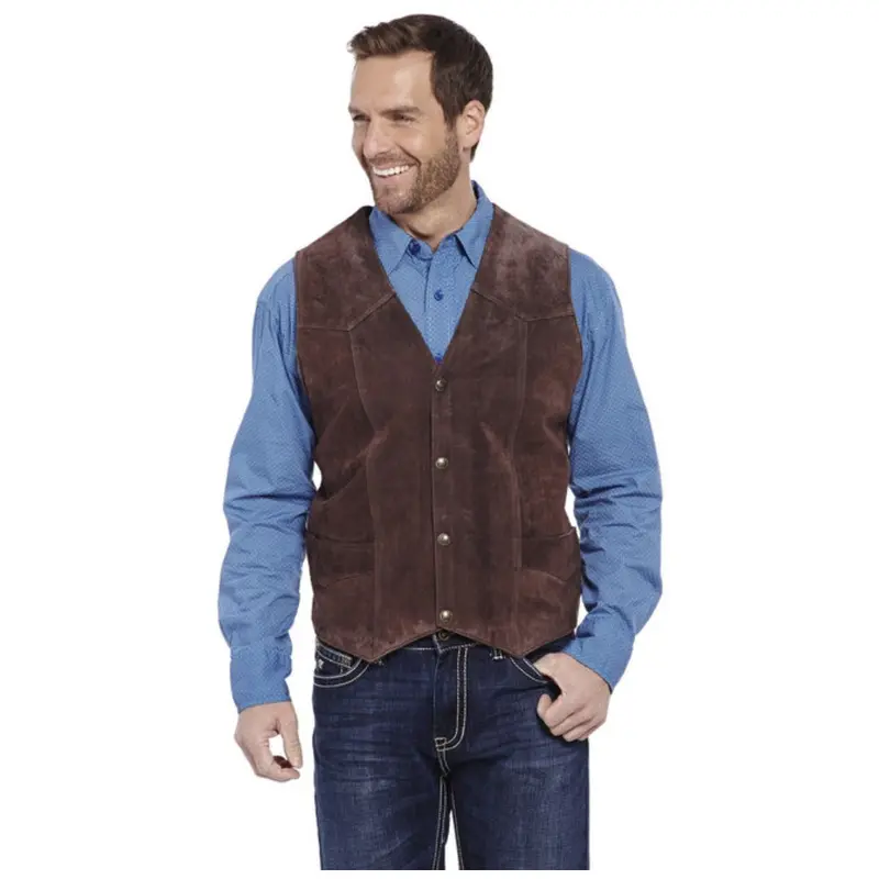 Ml3061 Cripple Creek Men’S Suede Leather Western Vest 1
