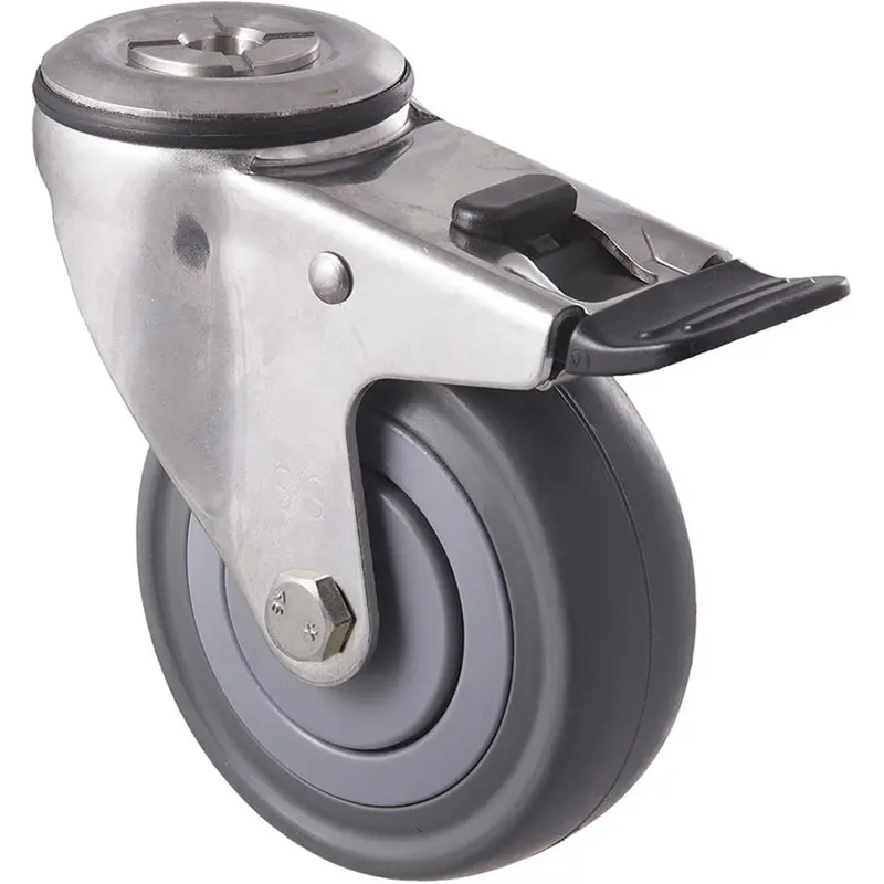 Msc100g/Mshtb 140 Kg Stainless Steel Bolt-Hole Total Brake 100Mm Grey Rubber 1