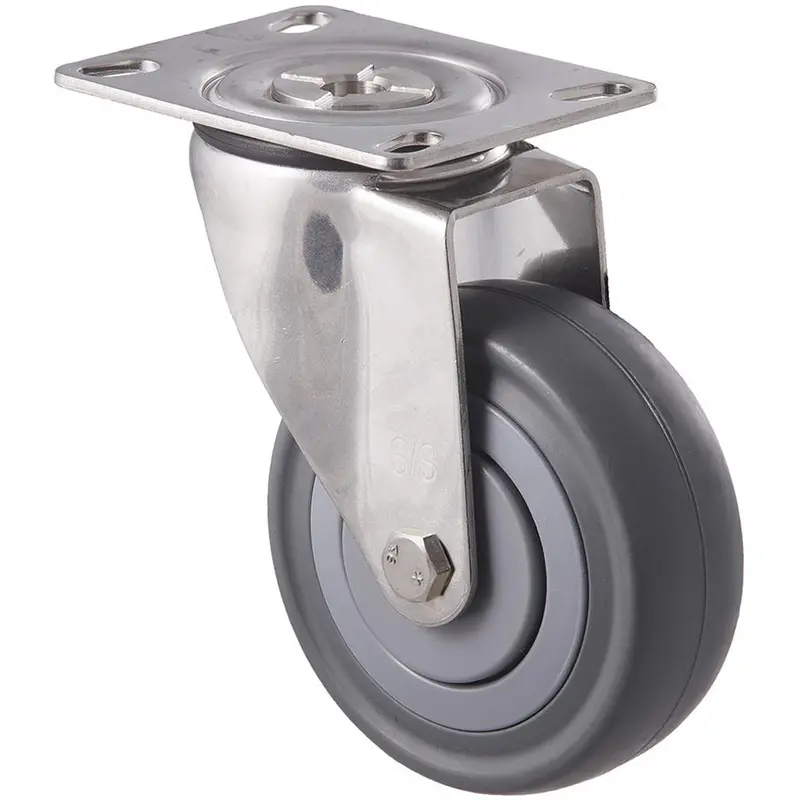 Msc100g/Msp 140 Kg Stainless Steel Swivel Plate 100Mm Grey Rubber 1