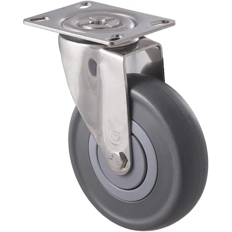 Msc125g/Msp 150 Kg Stainless Steel Swivel Plate 125Mm Grey Rubber 1