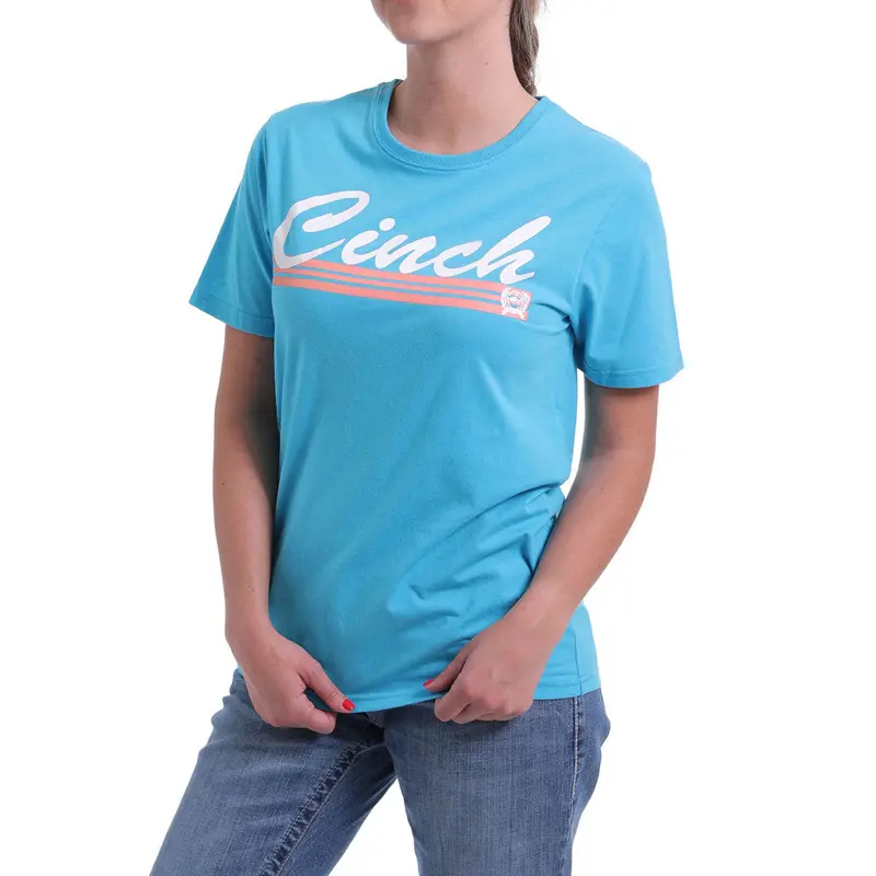 Mst7848008 Cinch Women' S Logo Short Sleeve Tee Blue 1