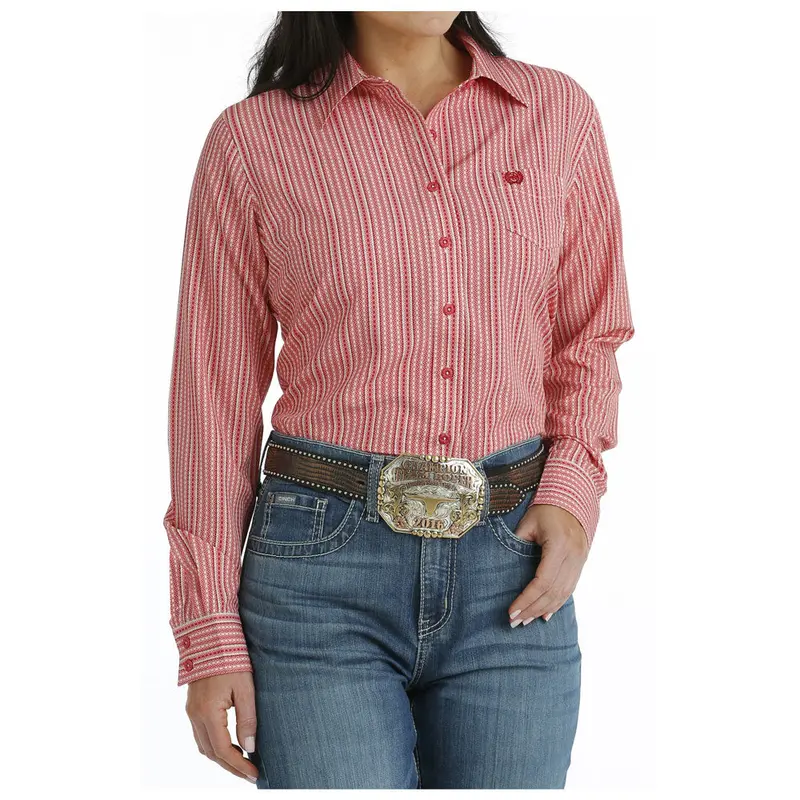Msw9163023 Cinch Women's Arenaflex Long Sleeve Western Shirt - Red Print 1