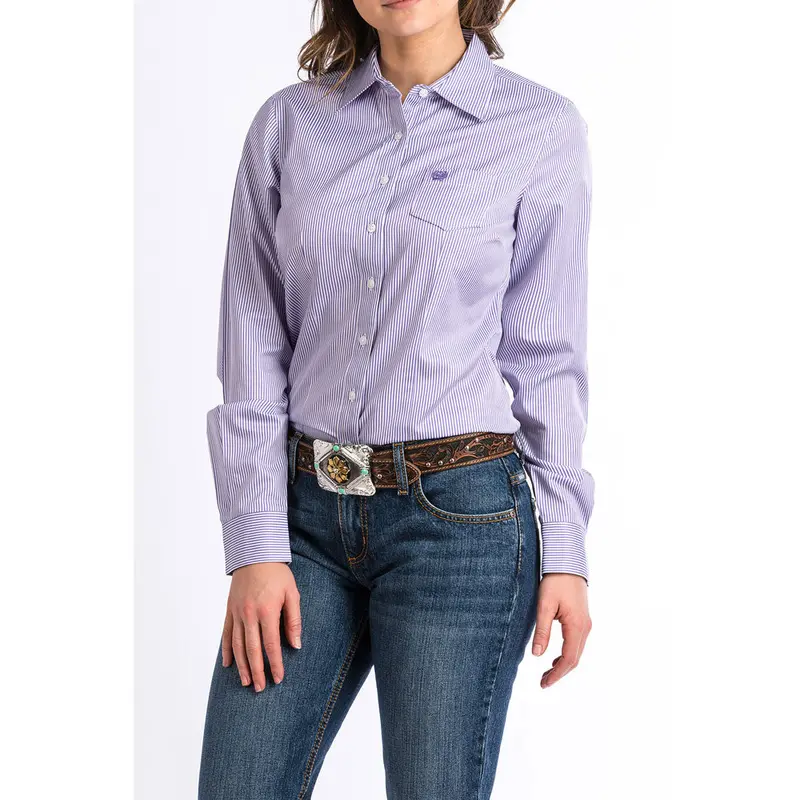 Msw9164087 Cinch Ladies Purple Pinstripe Western Shirt With Lyocell 1