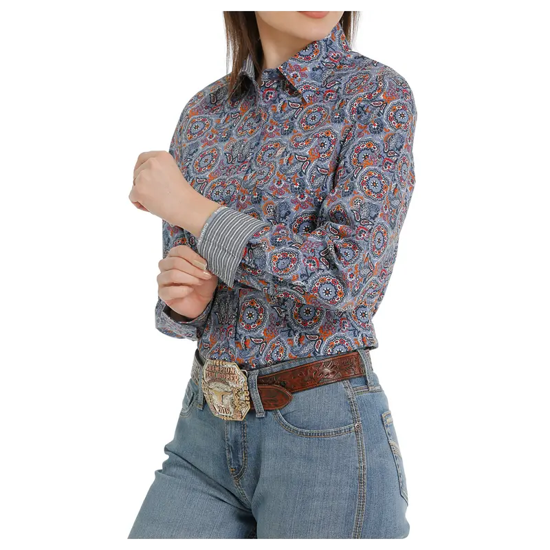 Msw9164195 Cinch Women's Long Sleeve Medallion Multicolor Print Button Shirt 1