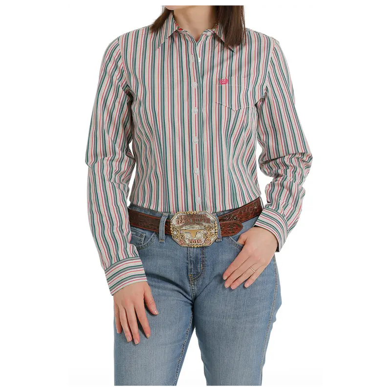 Msw9164199 Cinch Women's Long Sleeve Striped Western Button Shirt - Multicolor 1
