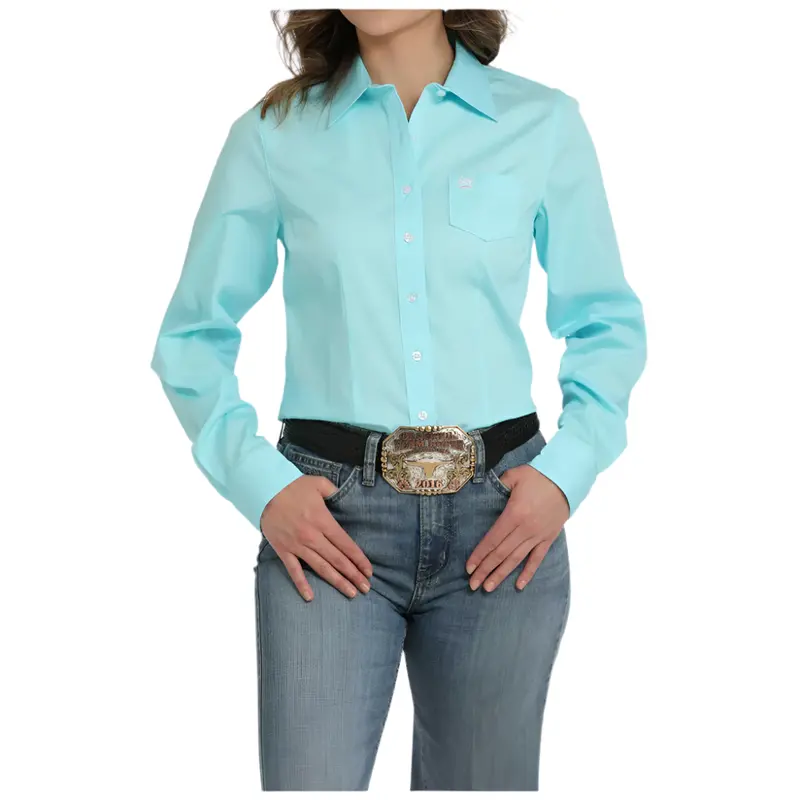 Msw9164244 Cinch Women's Long Sleeve Western Shirt - Solid Turquoise 1