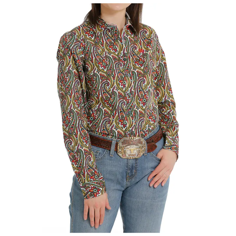 Msw9165031 Cinch Women's Long Sleeve Paisley Western Button Shirt - Multicolor 1