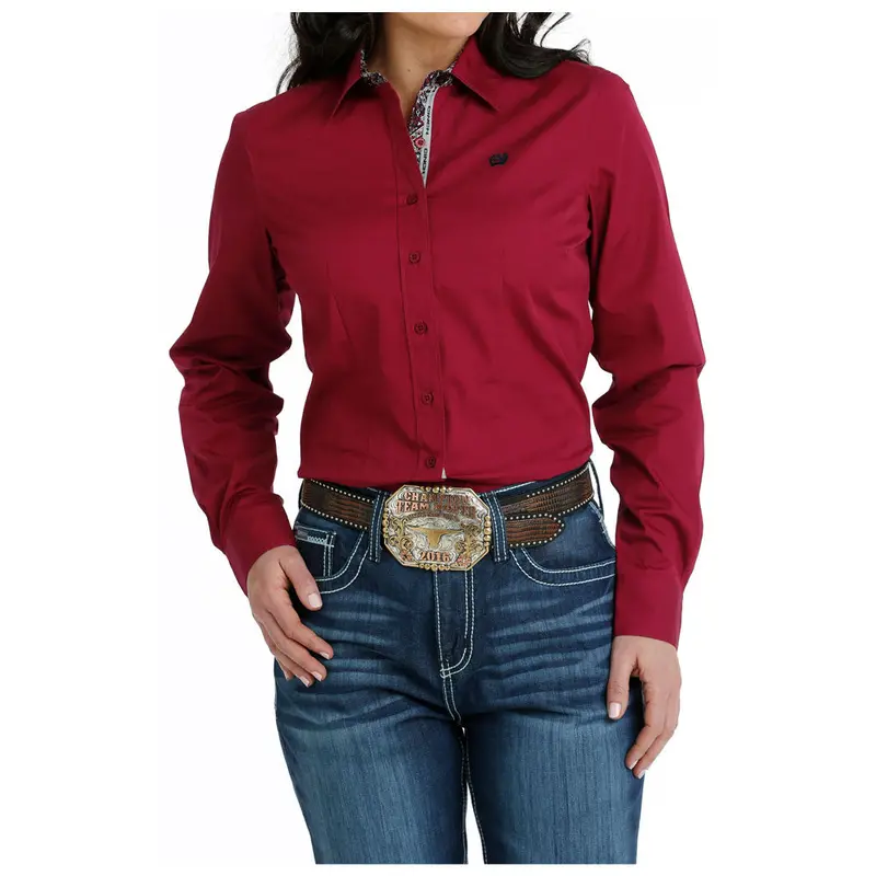 Msw9165041 Cinch Women's Long Sleeve Burgundy Buttondown Western Shirt 1