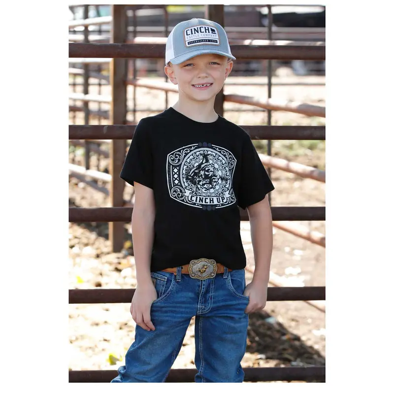 Mtt7670170 Cinch Boys Short Sleeve Logo Shirt - Black 1