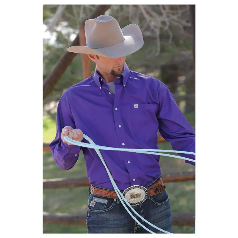Mtw1103802 Cinch Men's Long Sleeve Button Down Shirt- Solid Purple 1